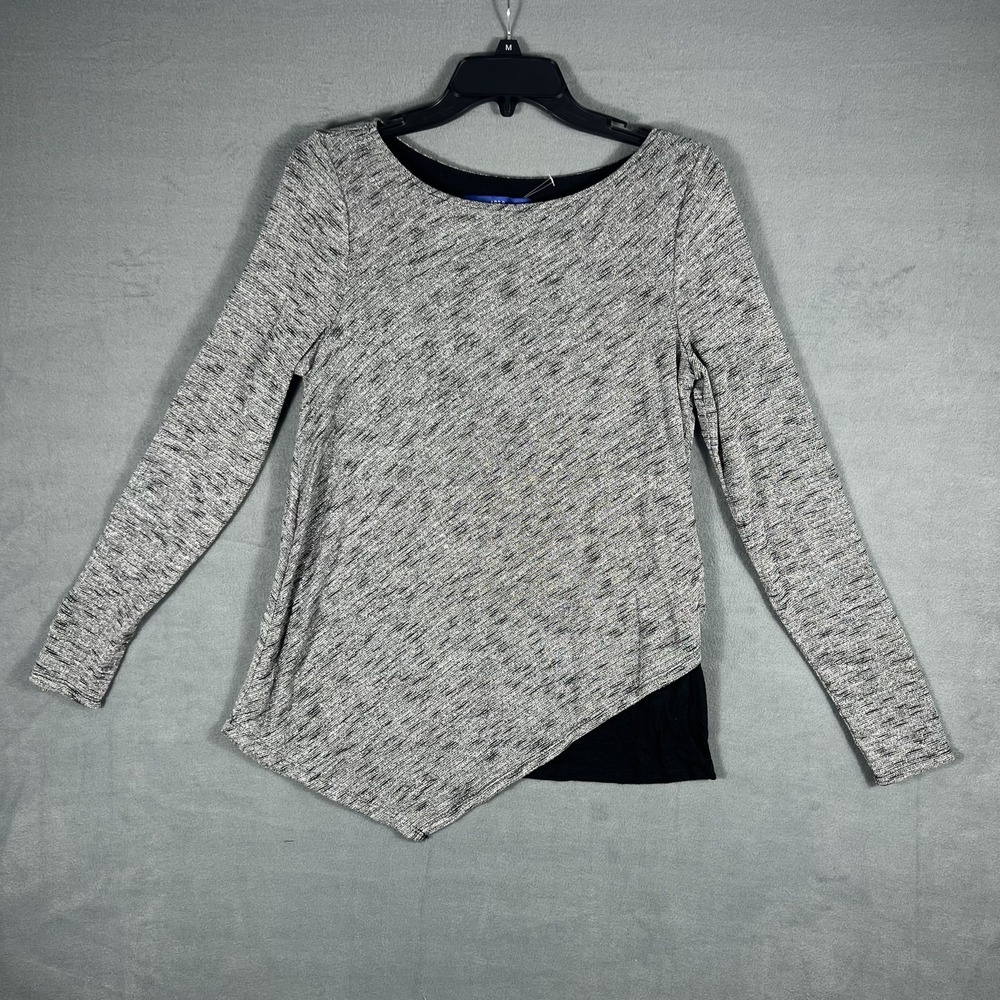 APT. 9 Women's Size M Gray Black Asymmetrical Layered Long Sleeve Tunic Top